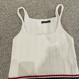 Brandy Melville White Knit Camisole with Red and Black Trim